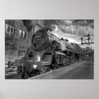 Poster Steam Train HDR in B&W