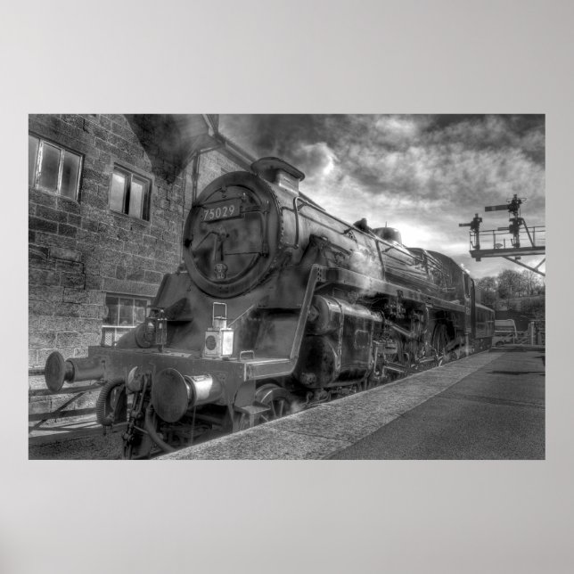 Poster Steam Train HDR in B&W (Devant)
