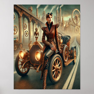 Poster Steampunk 40, Chaufffer Auto de fond
