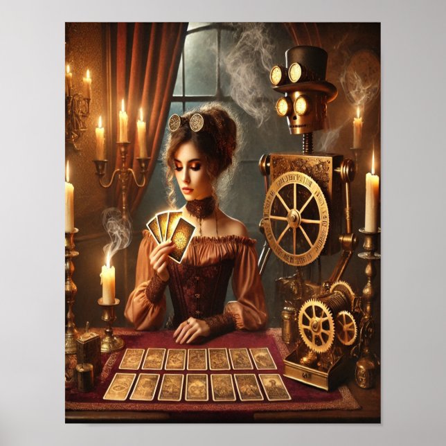 Poster Steampunk 46, Le Lecteur Tarot Clockwork (Devant)
