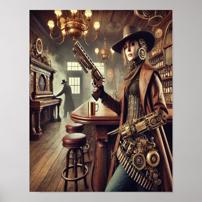 Poster Steampunk 59 Le Gunslinger mécanique (Devant)