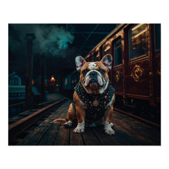 Poster Steampunk Bulldog Stationmaster Portrait (Devant)