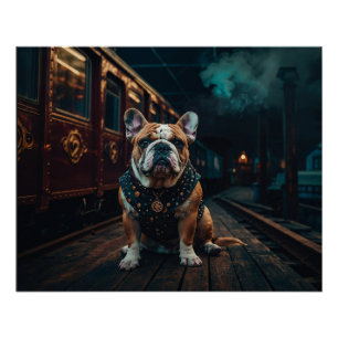 Poster Steampunk Bulldog Stationmaster Portrait
