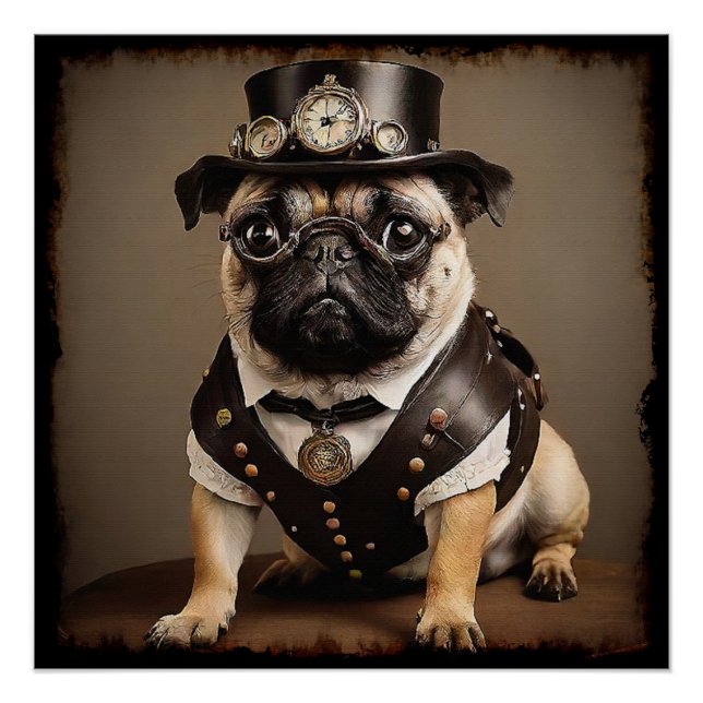 Poster Steampunk Carlin Portrait Artistique (Devant)