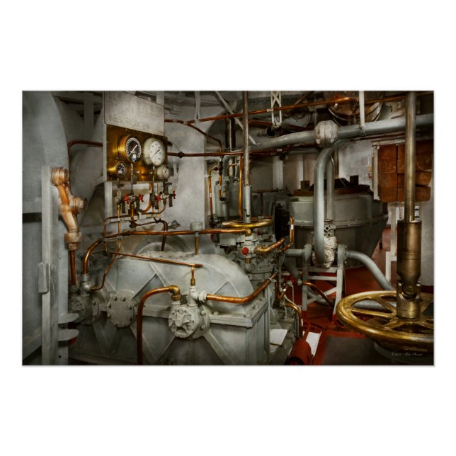 Poster Steampunk - Dans la salle des machines (Devant)