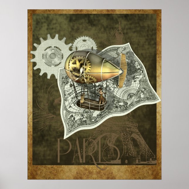 Poster Steampunk Dirigible Air Tour Wall Print (Devant)