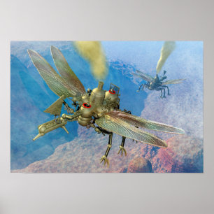 Poster Steampunk Flying Machines