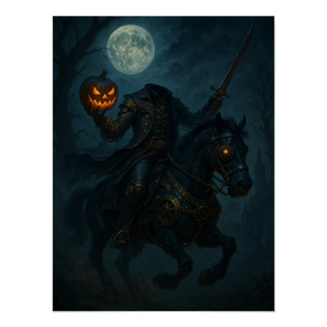 Poster Steampunk Gothic Horror Headless Horseman (Devant)