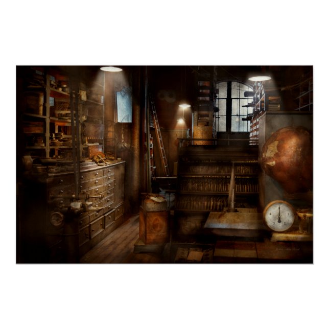 Poster Steampunk - Salle des outils d'un fou (Devant)