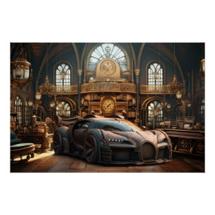 Poster Steampunk Super Voiture Vitesse Cinématique Auto A