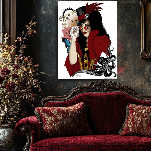 Poster Steampunk tout en rouge (Créateur téléchargé)