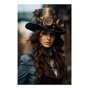 Poster Steampunk Victorian Cosplay Top Hat Gears