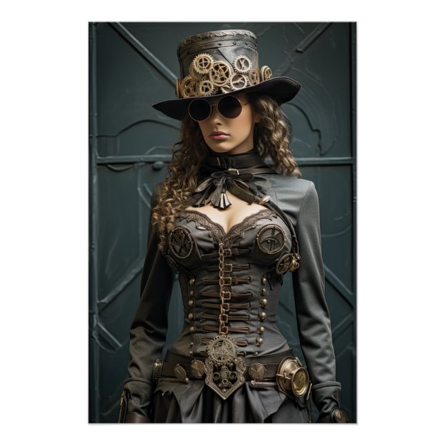 Poster Steampunk Victorian Cosplay Top Hat Gears (Devant)