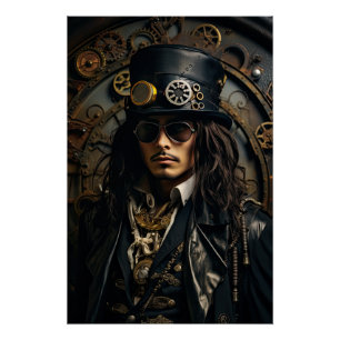 Poster Steampunk Victorian Cosplay Top Hat Gears