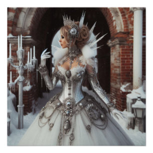 Poster Steampunk Victorian Industrial Winter Ice Queen