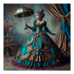 Poster Steampunk Vintage Victorian Lady Circus