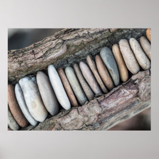 Poster Stein und Holz (diagonale)