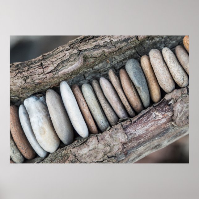 Poster Stein und Holz (diagonale) (Devant)