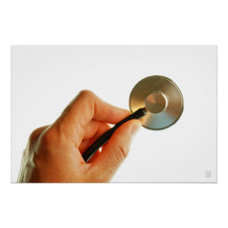 Poster Stéthoscope dans une main pour une atmosphère d'hô