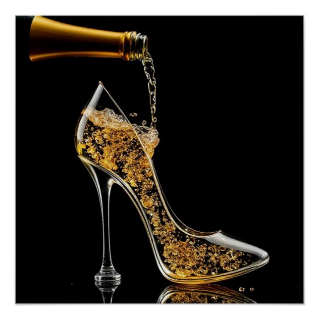 Poster Stiletto et Bar à vin pétillant (Devant)