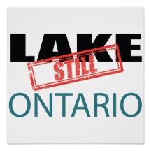 Still Lake Ontario Vintage Red Stamp Art