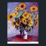 Poster Still Life avec Sunflowers par Claude Monet<br><div class="desc">Ce tableau, intitulé Still Life with Sunflower de Claude Monet, est réalisé par le célèbre artiste Claude Monet. A propos de Claude Monet Claude Monet a été le fondateur du style de peinture impressionniste français ; Still Life with Sunflowers de Claude Monet le praticien le plus cohérent et le plus...</div>