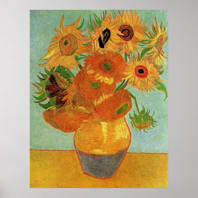 Poster Still life - Vase with Twelve Sunflowers (Devant)