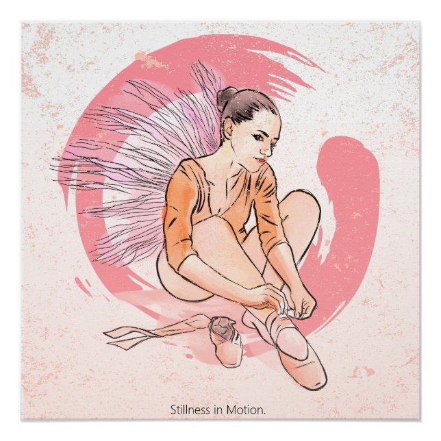 Poster Stillness in Motion – Minimalist Ballerina & Enso  (Devant)