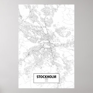Poster Stockholm, Suède (noir sur blanc)