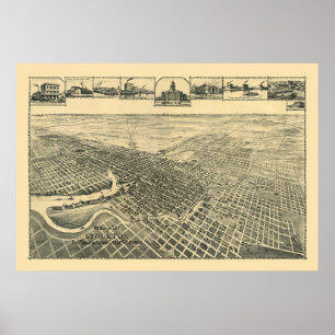 Poster Stockton, carte panoramique de CA - 1895b