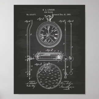Poster Stop Watch 1889 Patent Art Chalkboard
