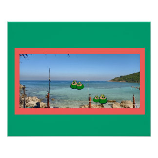 Poster Strand nit Kokosnüsse als Cocktails