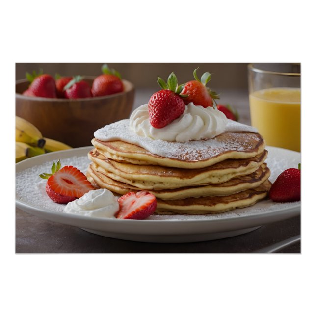 Poster Strawberry & Banana Pancakes (Devant)