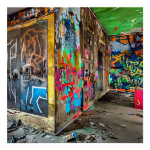 Poster Street Art Abandonné Bâtiment Personnalisé
