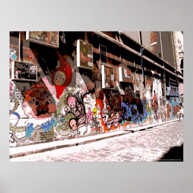Poster Street Art and Graffiti in Hosiers Lane, Melbourne (Devant)
