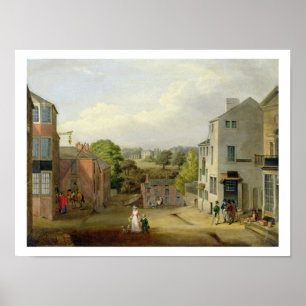 Poster Street Scene à Chorley, Lancashire, avec vue sur