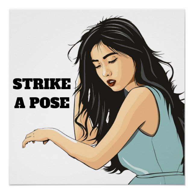 POSTER "STRIKE A POSE" DAME ASIATIQUE (Devant)