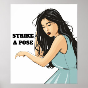 POSTER "STRIKE A POSE" DAME ASIATIQUE