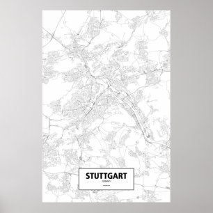 Poster Stuttgart, Allemagne (noir sur le blanc)