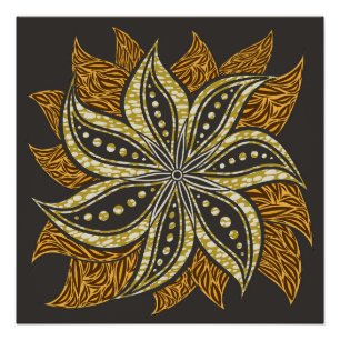 Poster Style Batik Floral Abstrait africain