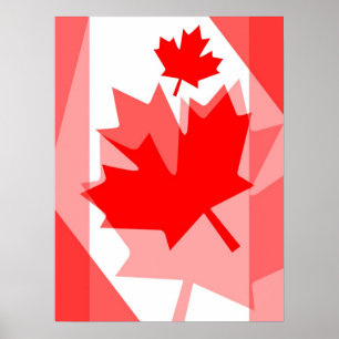 Poster Style canadien Feuille d'érable rouge en couches C