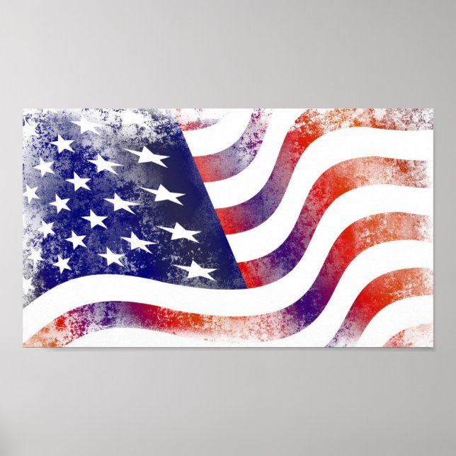 Poster Style de Grunge Patriotique Faded American Drapeau (Devant)