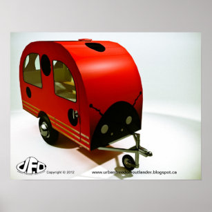 Poster style Ladybug du Camper à vélo Mini
