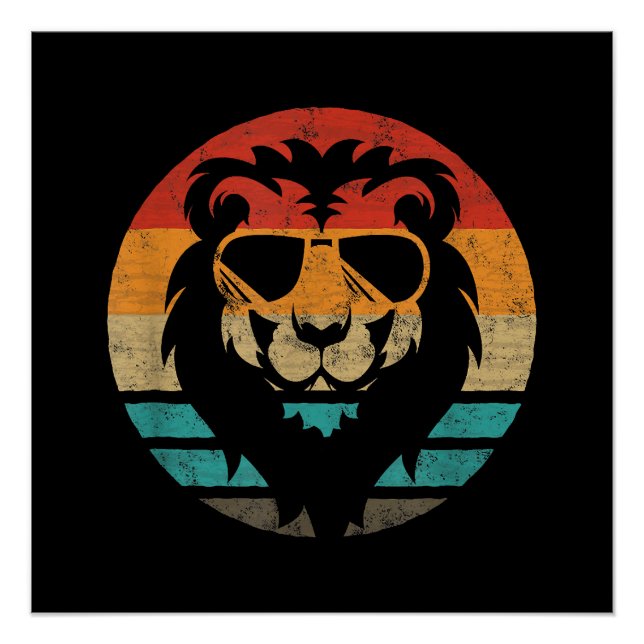 Poster Style Lion Retro Vintage (Devant)