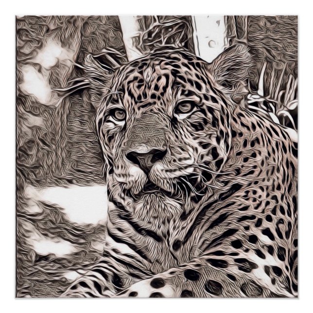 Poster style rustique - jaguar (Devant)