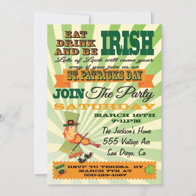 Poster Style St. Patrick's Day Party Invitation (Devant)