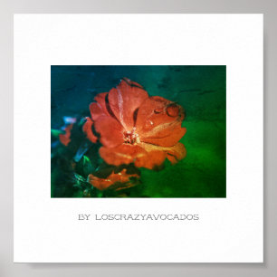 Poster stylisé rouge vert Geranium