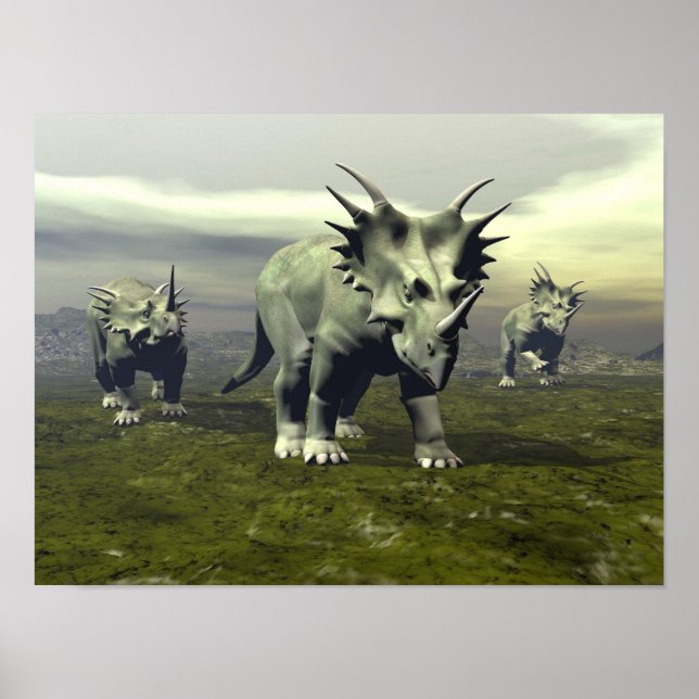 Poster Styracosaurus dinosaures - rendu 3D (Devant)