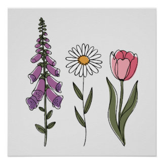 Poster Subtle Anti-Trump - Foxglove Daisy Tulip III