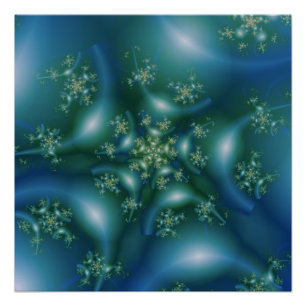 Poster Sucré Art fractal bleu et vert